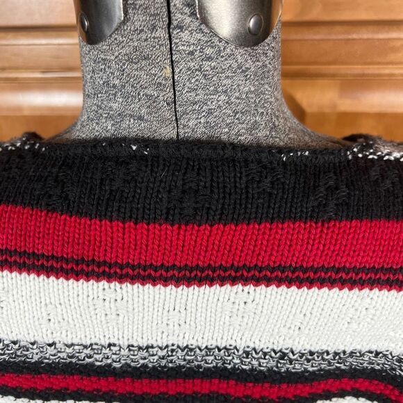 Vintage Reba Rose Made in New York Black White and Red Striped Knitted Cardigan - Picture 10 of 15